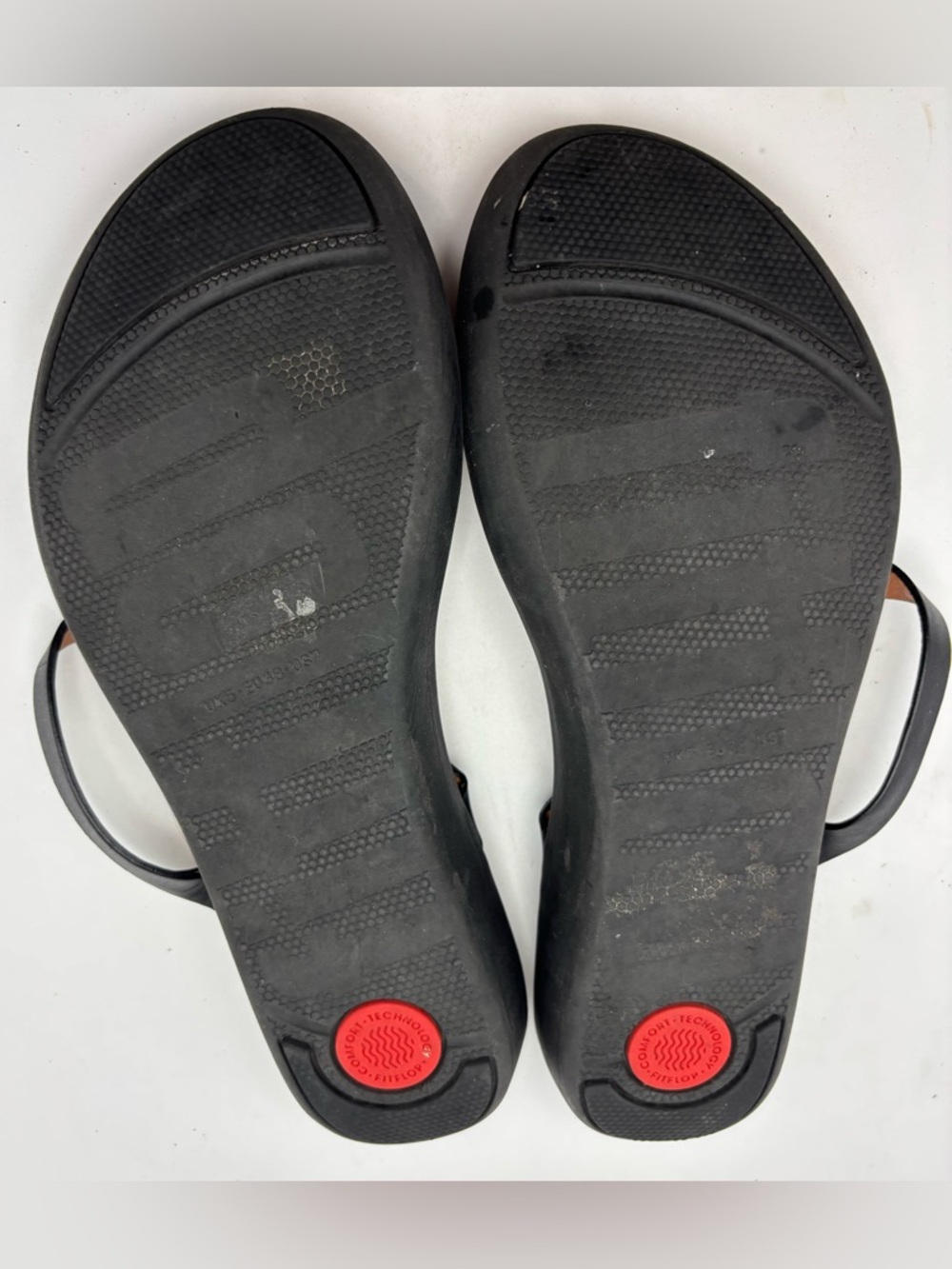 FitFlop Black Leather Thong Sandals Womens Size 7 Comfort Casual Slip On - Picture 5 of 5